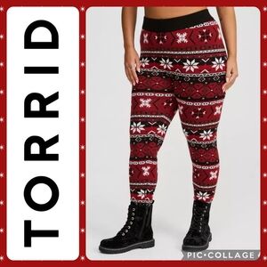 ❌️SOLD❌️ Torrid 5X Full-Length Sweater Legging - Red Classic Fairisle